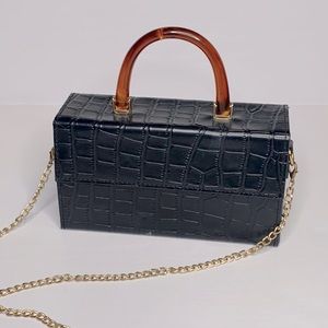 Small Black clutch handbag purse with removable chain strap